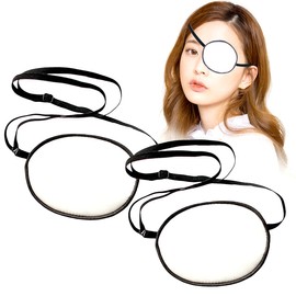 Rimikuru Single Eye Patch for Both Eyes, 2-Piece Set, Silk, Right Eye, Left Eyepatch, Black, White, Stylish, Cosplay (White)