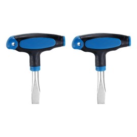 HARFINGTON 2pcs t Handle Flat Head Screwdriver 10mm t Handle Slotted Screwdriver with Plastic Handle for Slotted Screw Quick Release Plate Camera Tripod Monopod, Blue