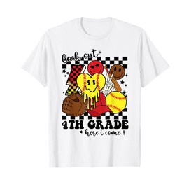 Boys Back To School Softball Shirt Hello Fourth Grade Gifts T-Shirt
