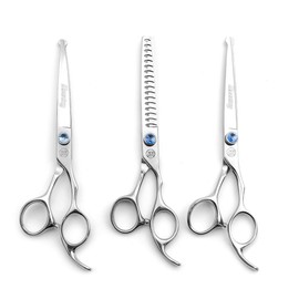 Moontay Fur Scissors Dog Scissors Professional Dog Grooming Scissors Set with Curved/Straight/Thinning Scissors for Thinning Cutting 7 Inch 440c Japanese Stainless Steel Scissors Dog Grooming Scissors