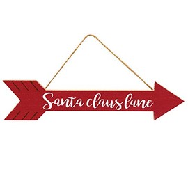 Kruenpeeper Creek CWI Gifts Santa Clause Lane Arrow Sign with Jute Rope, Multi