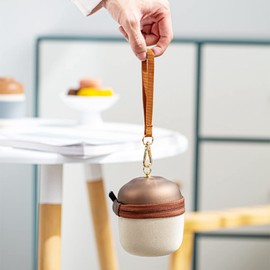 Kaaipee Tea Set Travel Tea Set, Portable Teapot, Chinese Tea, Storage Bag Included, Ceramic Tea Set, Compact, Cute Acorn