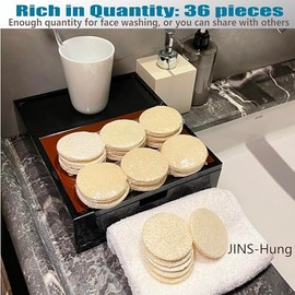 Paquete de 36 esponjas exfoliantes naturales de lufa para el rostro - Almohadillas exfoliantes faciales y corporales - Ideales para el baño, la ducha 