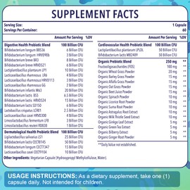 Probiotics for Women & Men - 300 Billion CFU, 24 Strains Probiotics + 15 Organic Herbs Prebiotics for Digestive, Gut Health, Immune, Constipation, Diarrhea & Whole-Body Health - 2 Months Supply