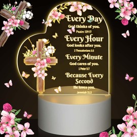Jetec Acrylic Night Light Christian Gift for Women Inspirational Bible Verse Gift for Women Religious Decor for Wedding Birthday Christmas Church Baptism with Warm Color LED Lamp Base(Every Day)