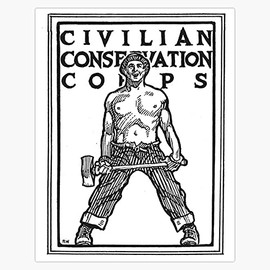HOF Trading Civilian Conservation Corps Vintage 1940S America Gift Vinyl Sticker Waterproof Decal Laptop Wall Window Bumper Sticker 5"