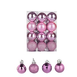 Christmas Balls,24PCS Ornaments for Xmas Tree,1.57INCH Hanging Ball for Small Christmas Tree Decorations,Party Decorations,Small, (Pink)