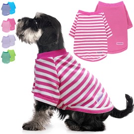 2 Pieces Stripe Dog Clothes for Small Dogs Summer Dog Shirt Cute Soft Puppy Clothes Bresthable Chihuahua Cat Clothes XS~XXL Pet Clothing (Pink, Large)