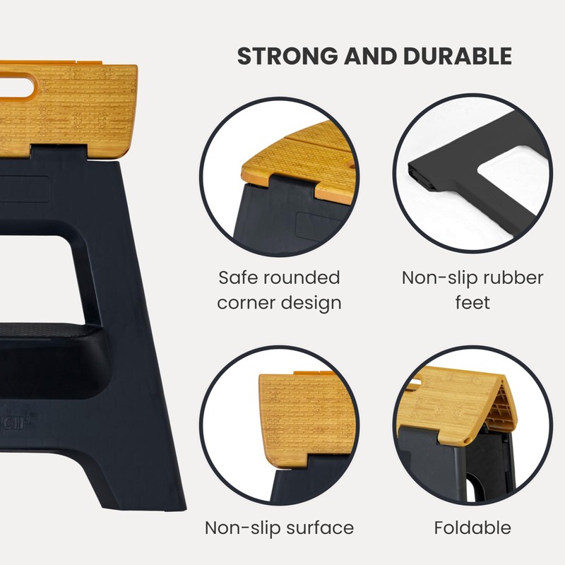 Vigar Compact Step Stool Foldable, 16-inch Two-Step Stools for Adults