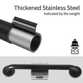 Jakarda 16inch Handicap Grab Bar for Shower, Shower Handles for Elderly, Shower Grab Bars for Seniors with Concealed Screws Black