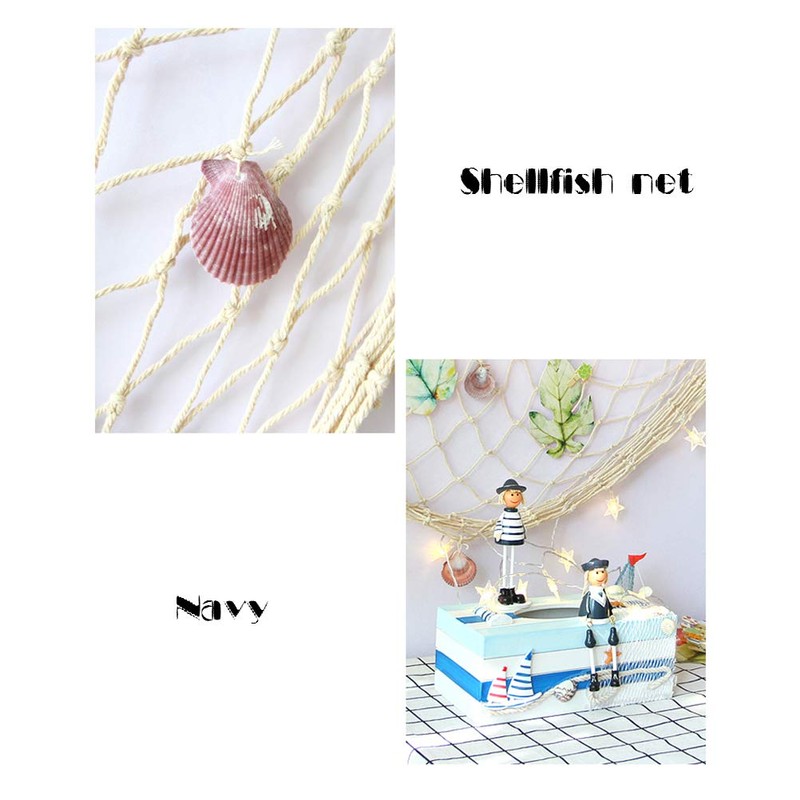 Decorative Fishing Net Wall Decor with Seashells Nautical Style Wall