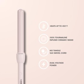 Cortex Beauty CurlPro 1" Curling Wand, Tourmaline Ceramic Barrel, Anti-Frizz Ion Technology, 430°F Max Heat, Lightweight Design, Sleek (Pink V)