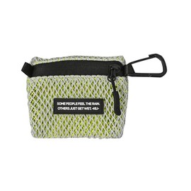 KiU K463-913 Double Mesh Card Case, W-MESH CARD Case, Lightweight, Mini Pouch, Coin Case, Card Case, Wallet, Bicolor Carabiner, Stylish, Cute, Unisex, Unisex, Gray