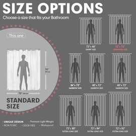 Hereisa 3D Pebble Pattern Waterproof Shower Curtain Liner EVA Shower Curtain with 3 Bottom Magnets, Shower Liner for Shower Stall, Bathtubs, 72 x 72