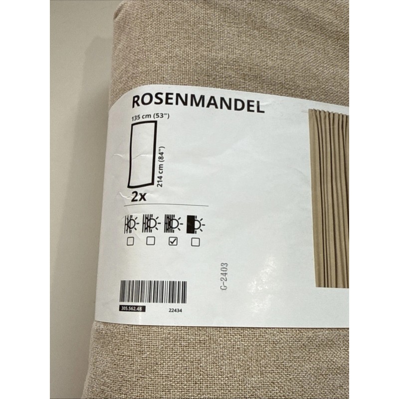 IKEA ROSENMANDEL Room Darkening Curtains 1 Pair (2 Panels) Yellow-beige