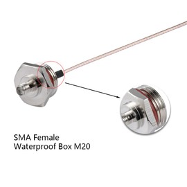 Vecys 2 x SMA Cable SMA Male to SMA Female Waterproof Box M20 6 Inch / 15 cm RG316 RF Coaxial Cable with Low Loss for Router Antenna Signal Amplifier Wireless Adapter