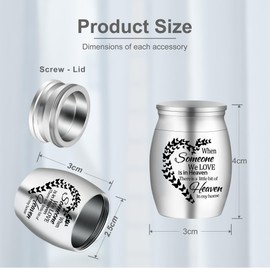 DiDiBirDi Small Cremation Urns for Ashes with Ashes Necklaces,Mini Urns for Human Ashes - 1 Necklaces for Human Ashes and 4 Piece Stainless Steel Funeral Small Ashes Keepsake for Men & Women