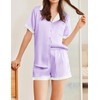 Ekouaer Womens Silk Satin Pajamas Set Button Down Short Sleeve