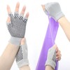 Anti-slip 5-Finger Yoga & Pilates Fitness Gloves Free Size/Dark Purple + Light Pink Beads 10ea