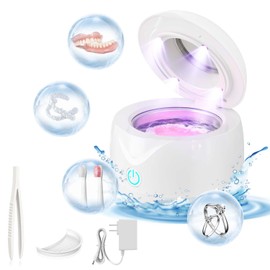 Hoffeins Ultrasonic Retainer Cleaner Machine 45kHz 200ml Portable Ultra Sonic Retainer Cleaner for Dental Retainer Mouth Guards Aligner Night Guard Braces Toothbrush Jewelry