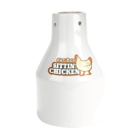 Ceramic Beer Can Roaster with 4 Steam Holes for More Flavor-Fat Boy Sittin' Chicken Marinade BBQ Cooker- Extra Wide Base Holds Full Chicken-Great for Xmas Meal Prep & Holiday Parties-Grill & Oven Safe