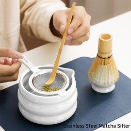 5 Pcs Pink Japanese Matcha Set Whisk and Bow Teaspoon Tea Matcha Kit for Ceremony Starter Gift for Matcha Lover Making Breakfast/Matcha Latte Holder Bamboo Accessories Tools (White)