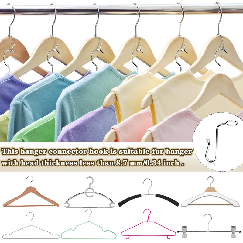 50 Pieces Hanger Connector Hooks Metal Hanger Extender Hooks Stable