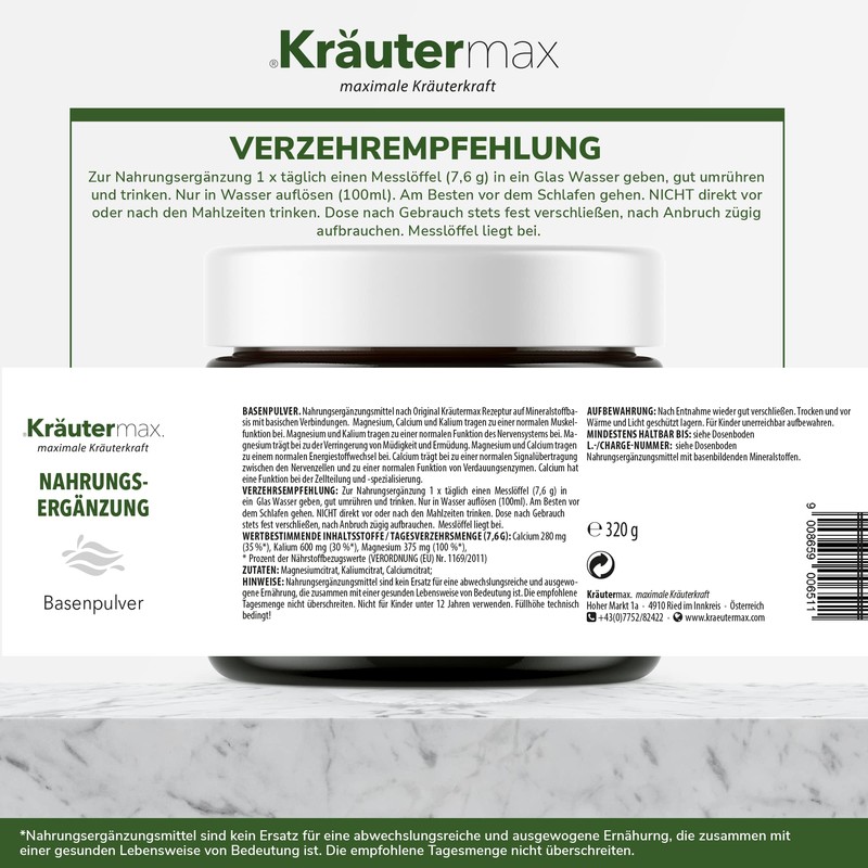 Base Powder Citrate with Minerals Magnesium, Potassium and Calcium |