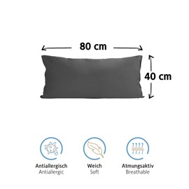 Komfortec 100% Cotton Cushion Covers, Set of 2, 40 x 80 cm, Super Soft Premium Jersey Pillowcase 150 g/m², Cushion Cover, Anthracite