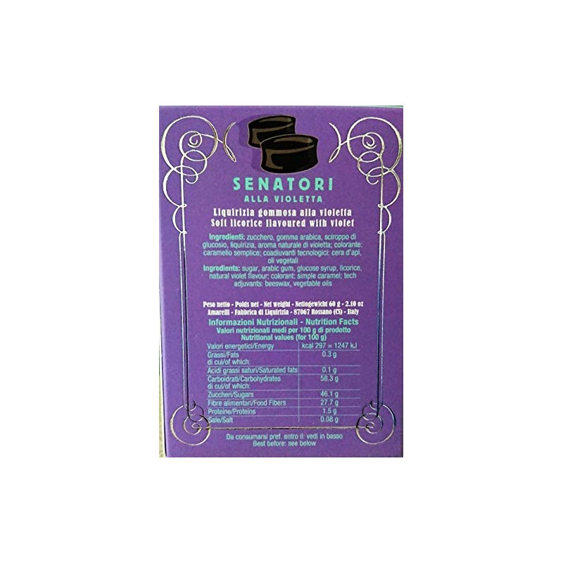 Dolci Aveja Senatori alla Violetta, 4 x 60 Gr, Liqurizia