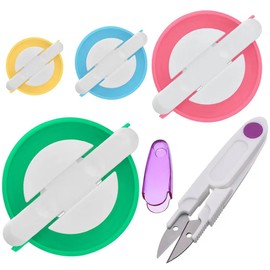 SHIJUNHE Pom Pom Maker,Pom pom Knitting Loom Kit Fluff Ball Weaver Needle Craft DIY Knitting Crochet Craft Tool Kit,4 Sizes Pompom Maker Tool Set +1PS Scissors