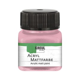 KREUL 75245 Acrylic Matte Paint, Pastel Pink in 20 ml Glass, Creamy Opaque, Quick-Drying Water-Based Paint, Suitable for Many Different Surfaces