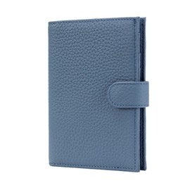 Genuine Leather Travel Passport Holder, Ultra-Thin Passport Book Holder With Cash Compartment and Zipped Coin Pocket, Passport holders suitable for international travel (Denim blue)
