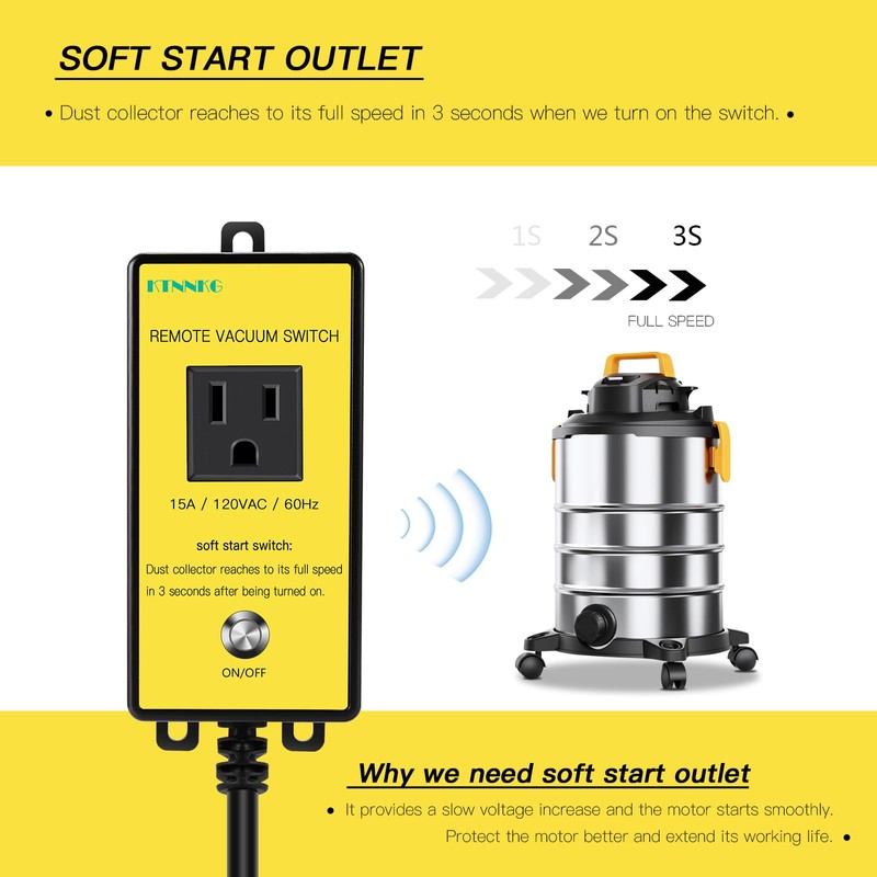 KTNNKG 120V Soft Start Outlet Automatic Switch 15A 60Hz for