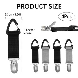 PHIOMUUE 4Pcs Travel Hat Clips,Hat Clips for Travel on Bag,Hands-Free Baseball Cap Carrier for handbags,Backpacks, Luggage & Purses,Bag Accessory for Outdoor Travel (Black + Gray)