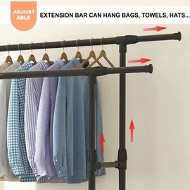 Unbranded Heavy Duty Clothing Garment Rack Rolling Clothes Organizer Double Rails Hanging