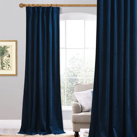 StangH Navy Blue Velvet Blackout Curtains W62 x L120 inches, Super Soft Living Room Drapes Heat & Cold Blocking Classic Door Curtains Noise Reducing for Study, 1 Panel