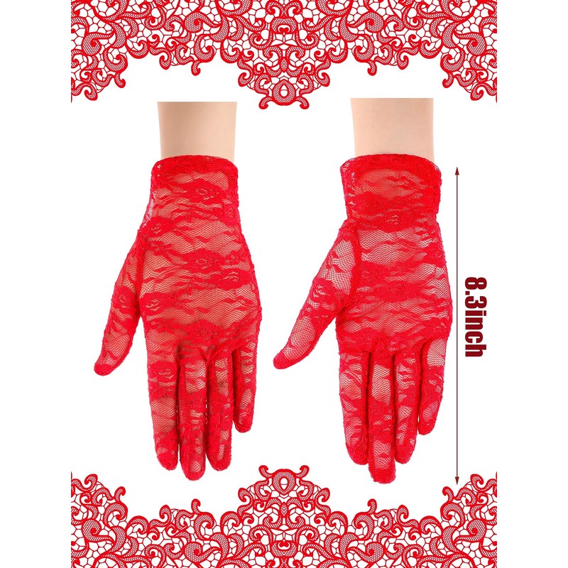 SATINIOR Lace Gloves for Women Tea Party Short Lace Gloves