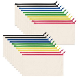 GTDOOCE Fabric Bag with Zip, Pencil Case for Painting, Pack of 20 Fabric Bags for Painting, Bags for Painting for Children, DIY, Cosmetic Bag for Painting, 21 x 12 cm, White, Toiletry bag