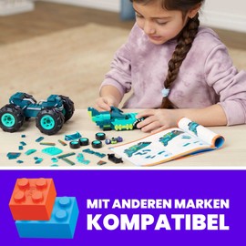 MEGA HOT WHEELS Wrex Monster Truck - 187-Piece Construction Kit with Racing Car Transformation, Movable Micro Action Figure and Compatible Building Blocks, for Children Aged 5 and Above, HDJ95