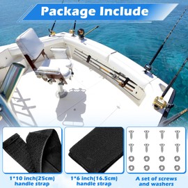 Luojiedejinbiao 12760-7 Fishing Rod Straps for Boat Deck 10 in and 6.5 in Rod Strap with Screws Universal Fit Storage Rack