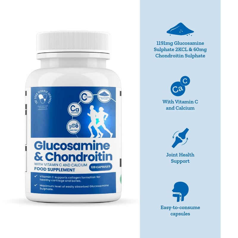 Glucosamine & Chondroitin: 120 Capsules - Supplement with High Strength