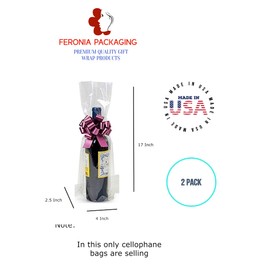 Feronia Packaging Gift Wrap Gusset Cellophane Bags 2 Pack (4 x 2.5 x 17)