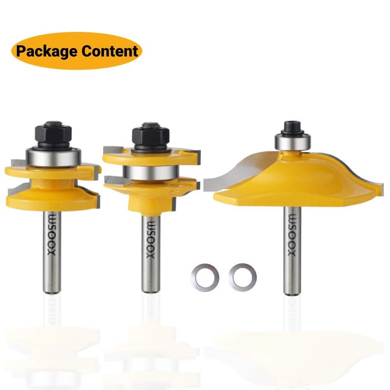 WSOOX 3 PCS Router Bit Set, Raised Panel Cabinet Door