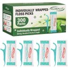 300 Pack Individually Wrapped Dental Floss Picks - Mint Flavored