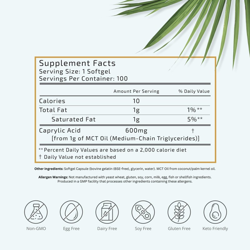VTC VitaTradingCo. C8 MCT Oil Capsules | Naturally Derived Caprylic