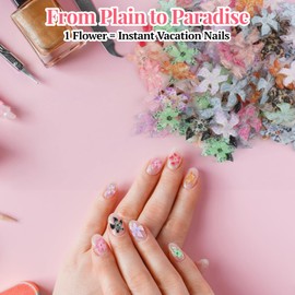 BIDEX 100 Pcs 3D Hawaii Flower Nail Charms, Soft Colorful Resin Floral Nail Art Accessories for Acrylic Nails, Summer Nail Decorations for Women DIY Manicure Craft Supplies