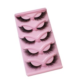 ANCLOY Natural False Eyelashes, 5 Pairs DIY False Eyelashes for Women, Light Weight and Long Lasting, Natural Looking (Fox Style D), black