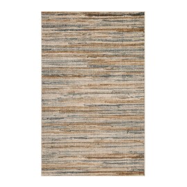 Superior Indoor Large Area Rug, Pastel Striped Design, Decor for Bedroom, Living Room, Kitchen, Entryway, Office, Dining, Laundry, Dorm, Floor Throw, Jute Backing, Montauk Collection, 5' x 8', Gold