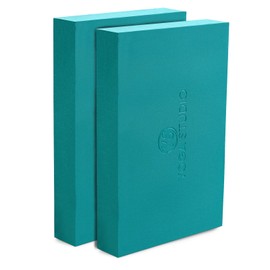 Yoga Studio Yoga Block 30cm x 20cm x 5cm Non-Slip EVA Block Twin Pack Lightweight Exercise Accessories (Teal)